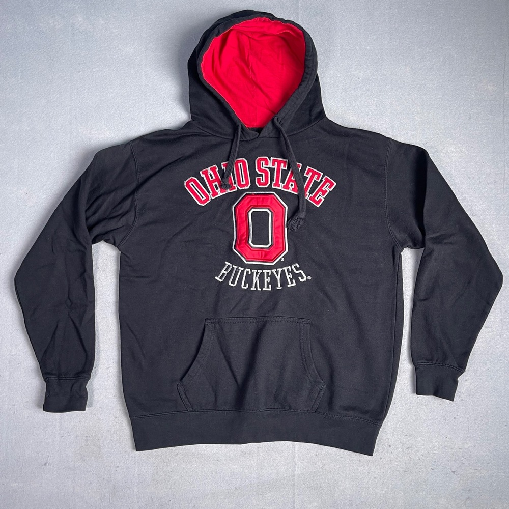 J. America Ohio State Buckeyes Hoodie Pullover Sweatshirt Black Red L